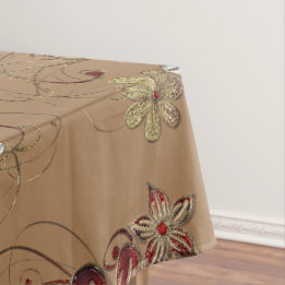 Toalha de Mesa de Algodão Elegante Vermelho/Prata/