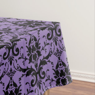 Toalha de Mesa de Damasco Lavanda e Preto