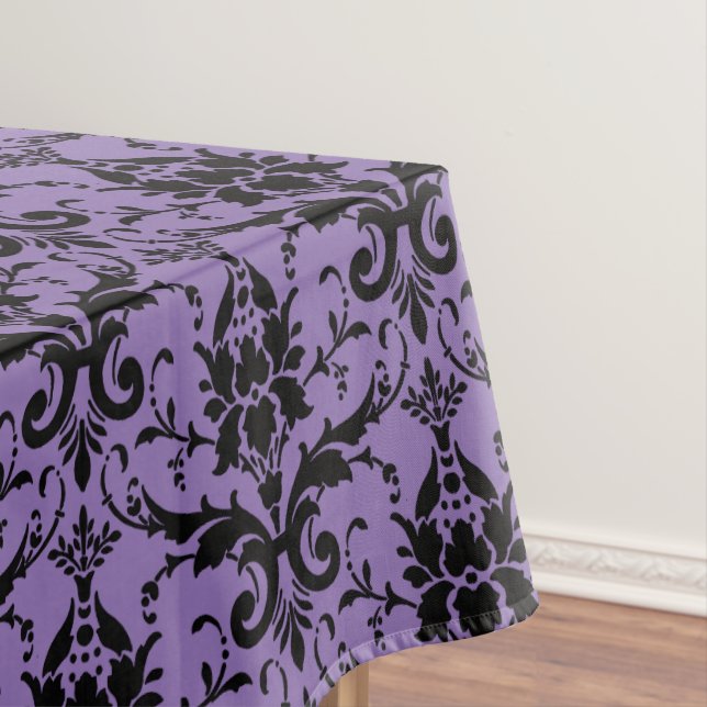Toalha de Mesa de Damasco Lavanda e Preto (Posição Original)