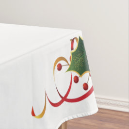 Toalha de mesa de Natal com azevinho branco