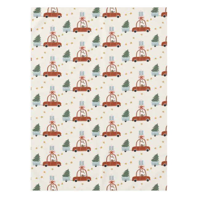 Toalha de mesa de Natal com ilustração de animais  (Frente)