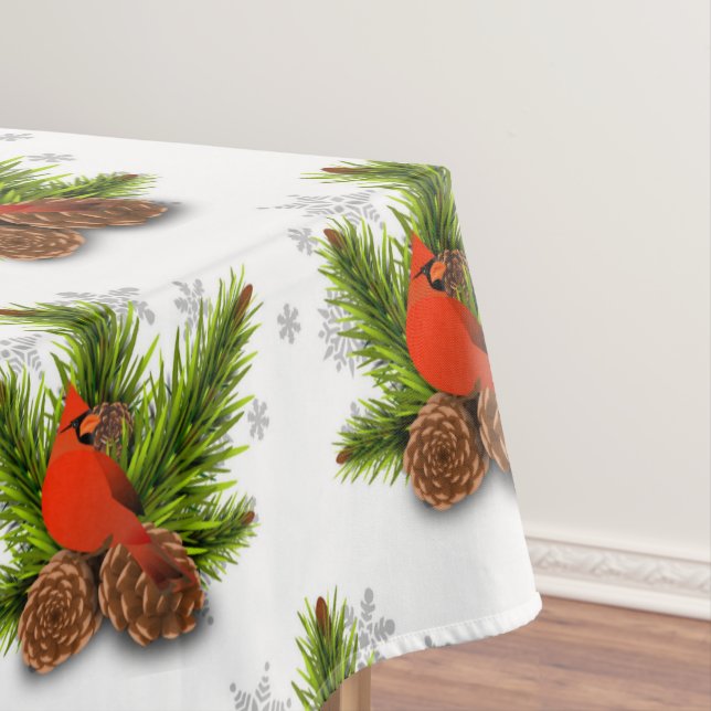 Toalha de mesa de Natal com pássaro cantor Cardina (Posição Original)