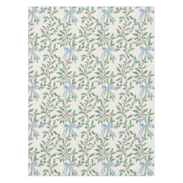Toalha de mesa de Natal Holly Vine Blue Bow Cream 