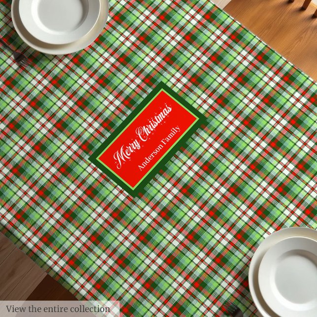 Toalha de Mesa de Natal Personalizada Vermelho Ver (Personalized Holiday Tablecloth Elegant Red Green)