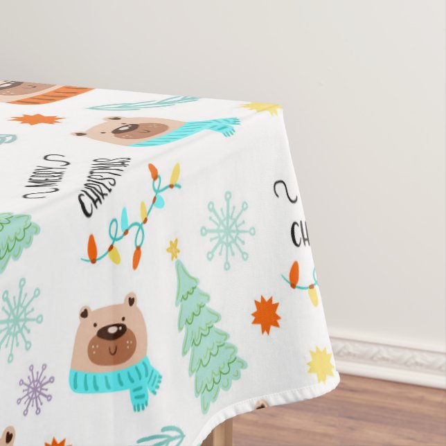 Toalha de Mesa de Natal Urso Sorridente (Posição Original)