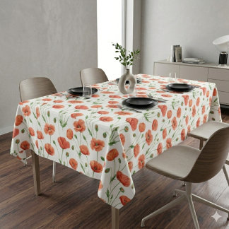 Toalha de Mesa de Papoula Vermelha Aquarela Flor S