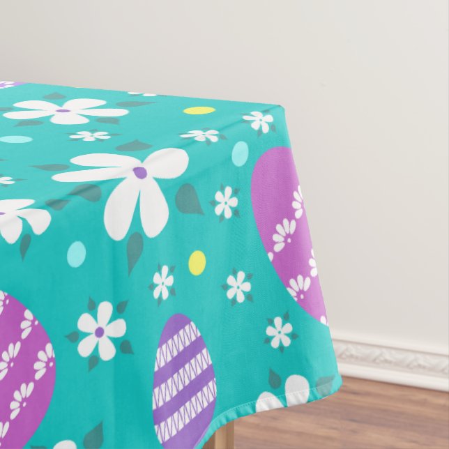 Toalha de mesa de Páscoa com ovo pintado de azul e (Posição Original)