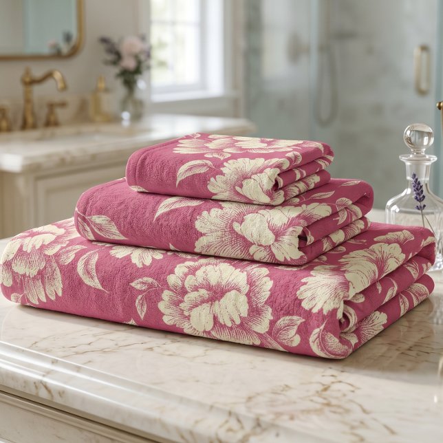 Toalha de Mesa de Peônia Rosa e Creme - Decoração  (Criador carregado)