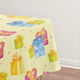 Toalha de mesa de presentes da festa amarela