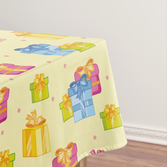 Toalha de mesa de presentes da festa amarela (Posição Original)