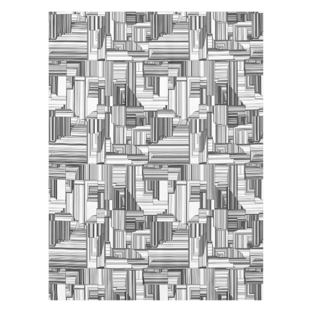 Toalha De Mesa Deco de Arte Preta e Branca (Frente)