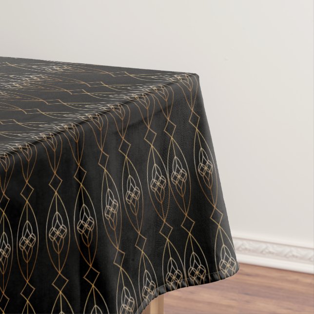 Toalha De Mesa Deco Preto E Dourado (Posição Original)