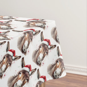 Toalha De Mesa Decoração de Mesa de Natal com Burro em Fazenda