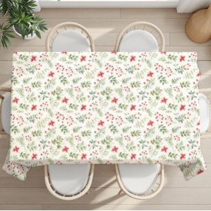 Toalha De Mesa Decoração de Natal com flores de inverno – Cozinha