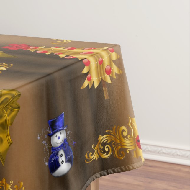 Toalha De Mesa Decorações de Natal em Bronze (Posição Original)