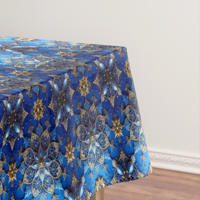 Toalha de mesa decorativa azul para feriados (Posição Original)