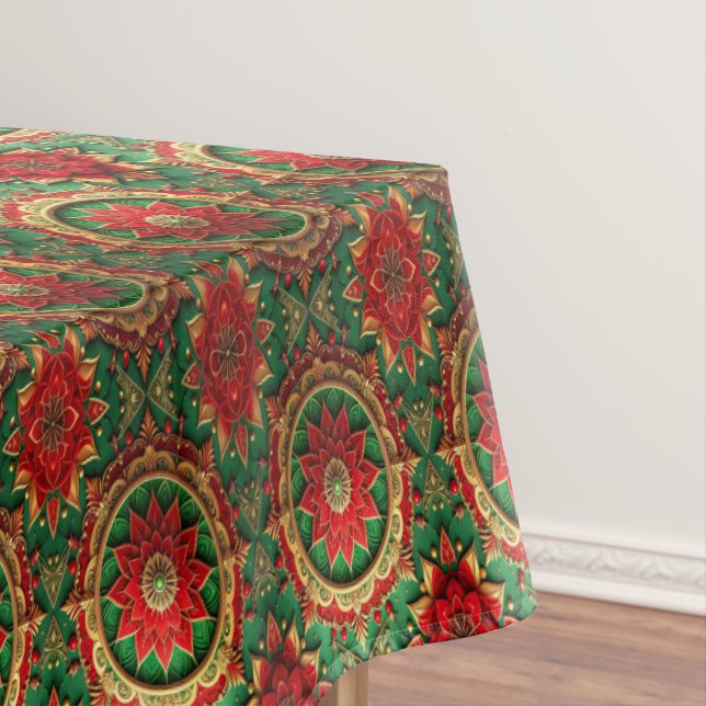 Toalha de mesa decorativa vermelha e verde para fe (Posição Original)