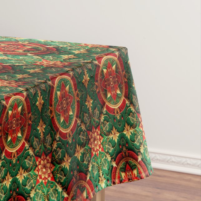 Toalha de mesa decorativa vermelha e verde para fe (Posição Original)