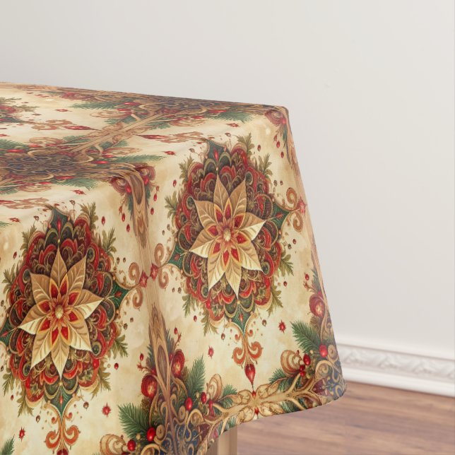 Toalha de Mesa Decorativa Vermelha Verde para Feri (Posição Original)
