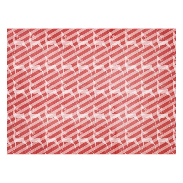 Toalha De Mesa Deer on Red and Pink Diagonal Strike Tablecloth (Frente (Horizontal))