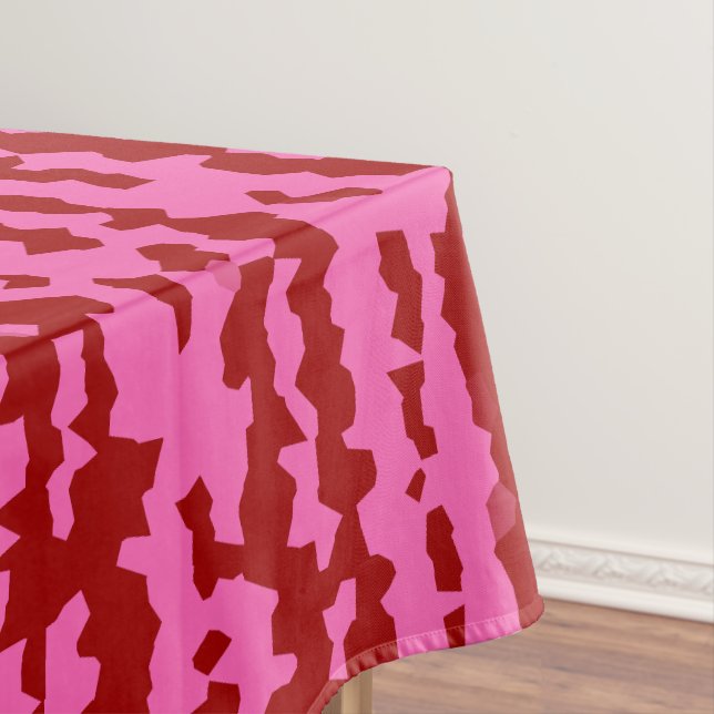 Toalha De Mesa Desenho Abstrato Irregular Rosa Bege Vermelho (Posição Original)