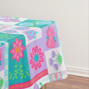 Toalha De Mesa Desenho de Flores Vibrantes em Flor