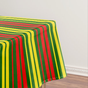 Toalha De Mesa Desenho de Listras Verticais Amarelo Verde Vermelh