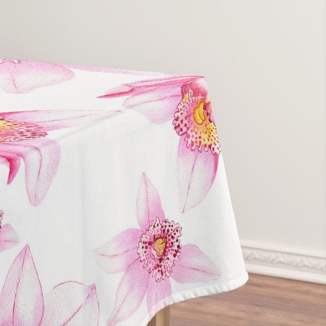 Toalha De Mesa Desenho de Orquídeas em Aquarela 15  (Posição Original)