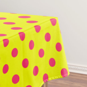 Toalha De Mesa Desenho de padrão de bolinhas rosa em amarelo