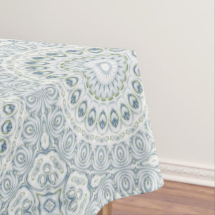 Toalha De Mesa Desenho de Padrão de Mandala Azul e Verde Sereno