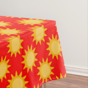 Toalha De Mesa Desenho de padrão de sol brilhante em vermelho