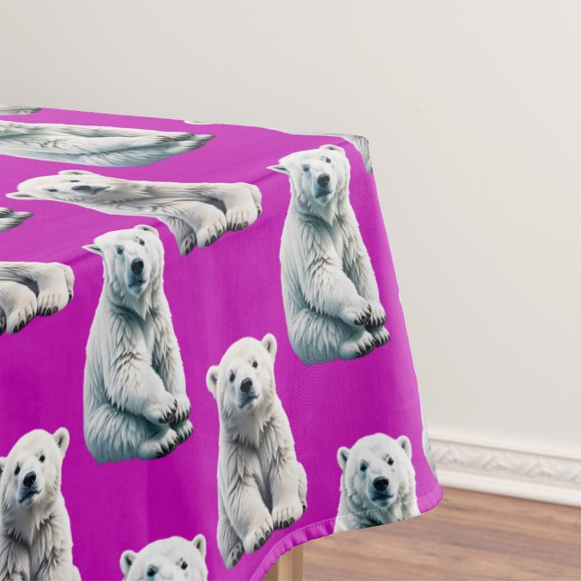 Toalha De Mesa Desenho de padrão de urso polar roxo (Criador carregado)