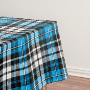 Toalha De Mesa Desenho de padrão xadrez escocês azul preto branco