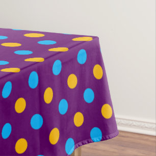 Toalha De Mesa Desenho de Pontos Amarelos Azuis e Roxos