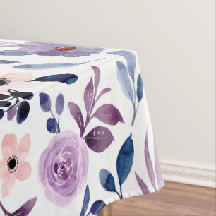 Toalha De Mesa Desenho Floral Delicado com Folhas de Lavanda Azul