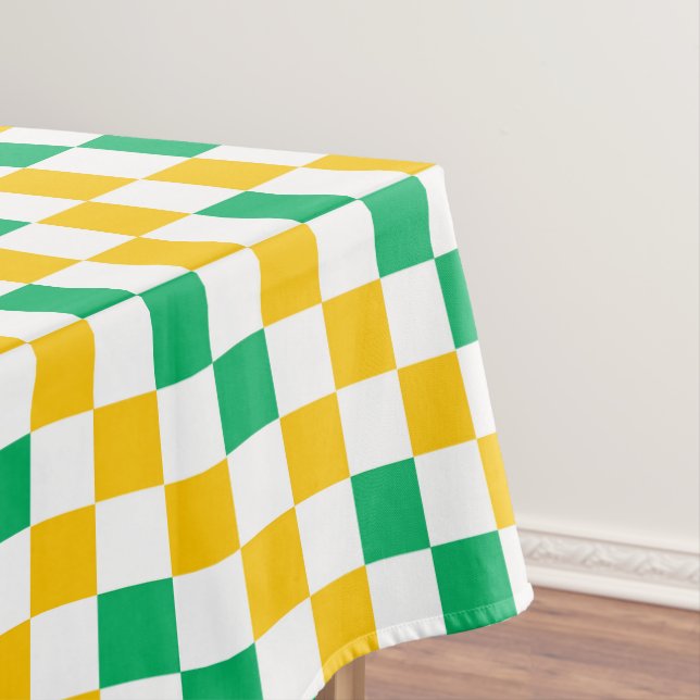 Toalha De Mesa Desenho Xadrez Amarelo Branco Verde (Posição Original)
