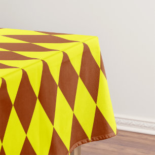 Toalha De Mesa Desenho Xadrez Arlequim Amarelo Castanho