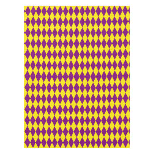 Toalha De Mesa Desenho Xadrez Arlequim Amarelo e Roxo