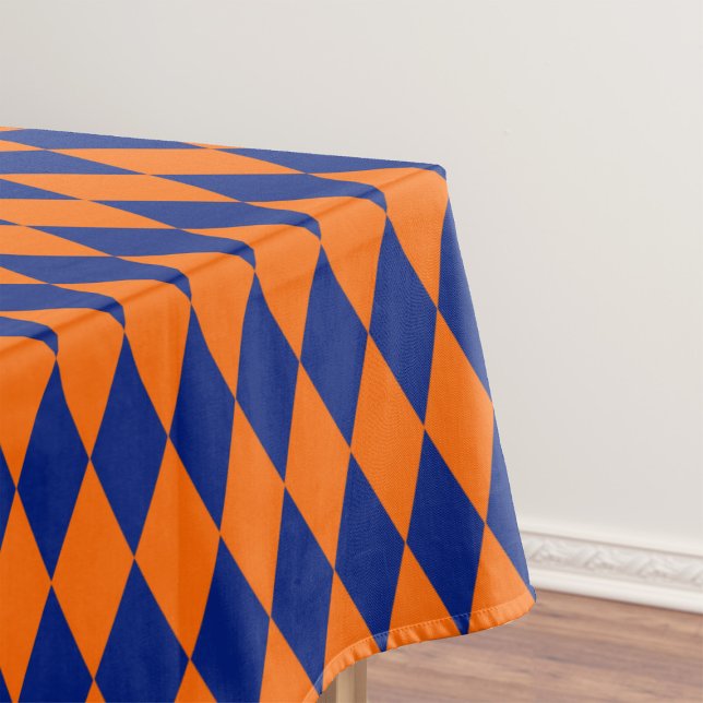 Toalha De Mesa Desenho Xadrez Arlequim Laranja e Azul (Criador carregado)