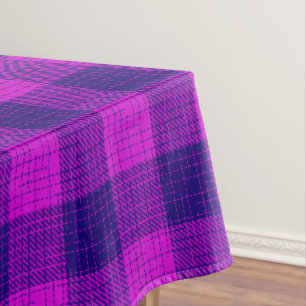 Toalha De Mesa Desenho xadrez azul e roxo em trama cruzada