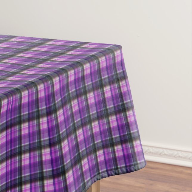 Toalha De Mesa desenho xadrez escocês em roxo, (Posição Original)
