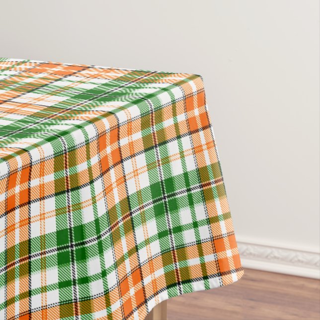 Toalha De Mesa Desenho Xadrez Escocês Laranja Verde Branco (Posição Original)
