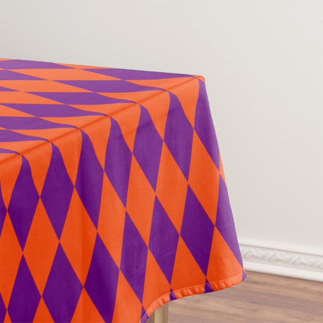 Toalha De Mesa Desenho Xadrez Harlequim Laranja e Roxo (Criador carregado)