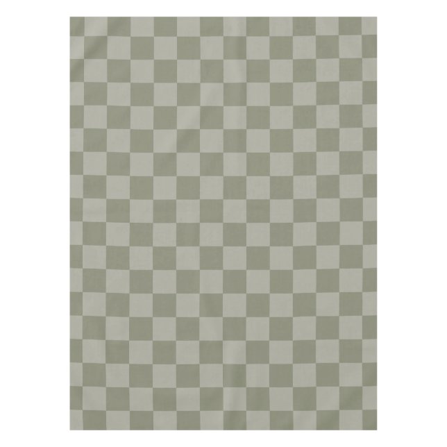 Toalha De Mesa Desenho Xadrez Verde Oliva e Cinza (Frente)