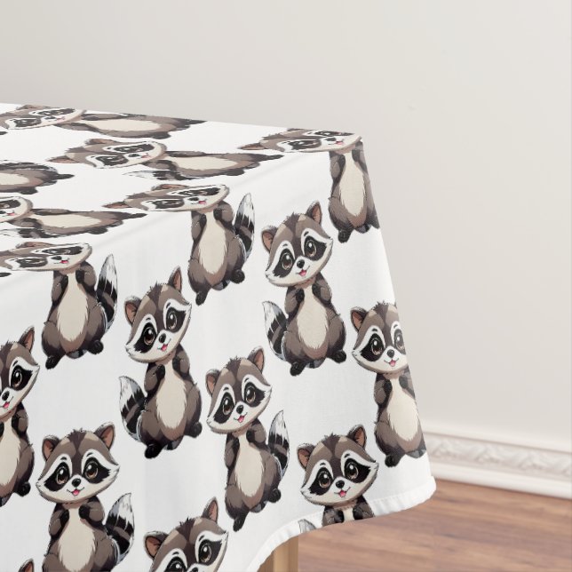 Toalha De Mesa Design com Estampa de Guaxinim Branco  (Posição Original)