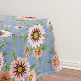 Toalha De Mesa Design de Arte Botânica Floral, Rosa e Azul, Marga