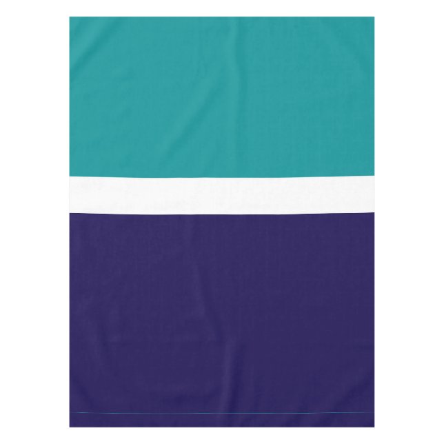 Toalha De Mesa Design de Bloco de Cor Azul Branco Teal (Frente)