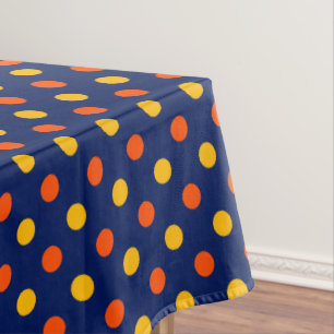 Toalha De Mesa Design de Bolinhas Amarelas Laranja em Azul