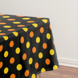 Toalha De Mesa Design de Bolinhas Amarelas Laranja em Fundo Preto