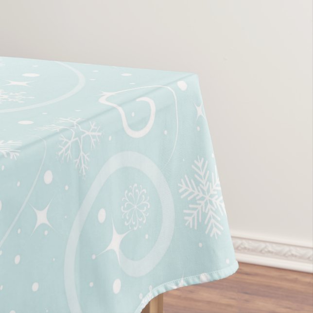 Toalha De Mesa Design de flocos de neve de Natal Azul e Branco (Posição Original)